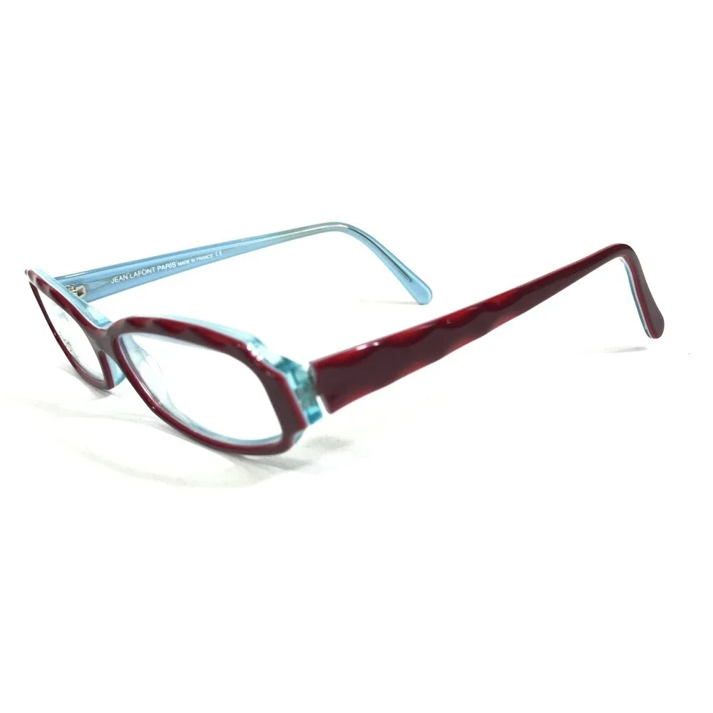 Jean Lafont Eyeglasses Frames KITSCH 615 Blue Burgundy Red Ribbed 50-16-142
